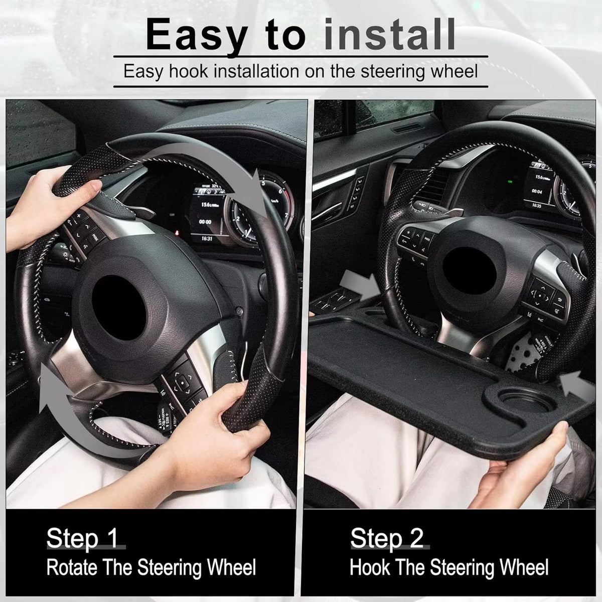 Car Steering Wheel Tray – Portable Food & Laptop Desk
