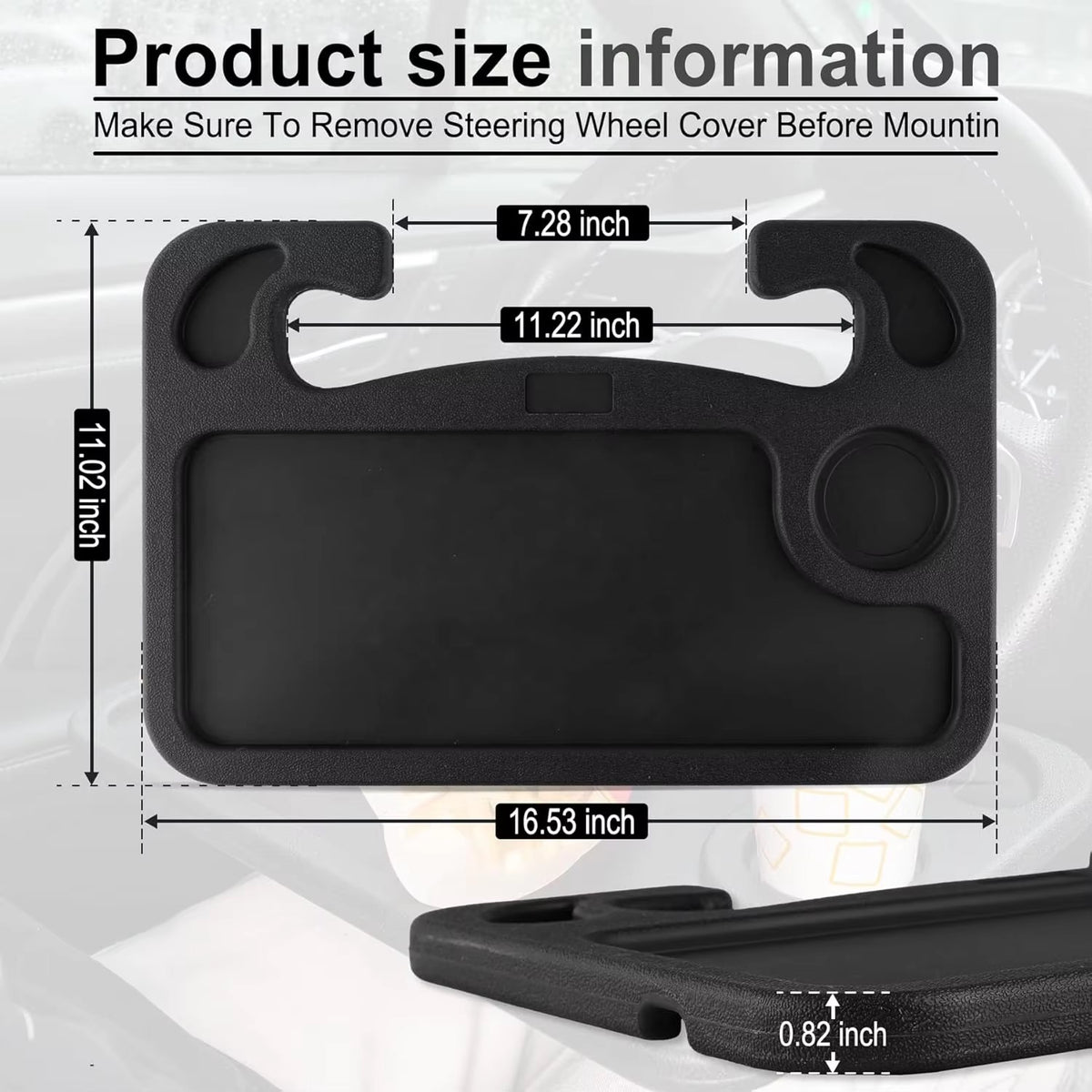 Car Steering Wheel Tray – Portable Food & Laptop Desk