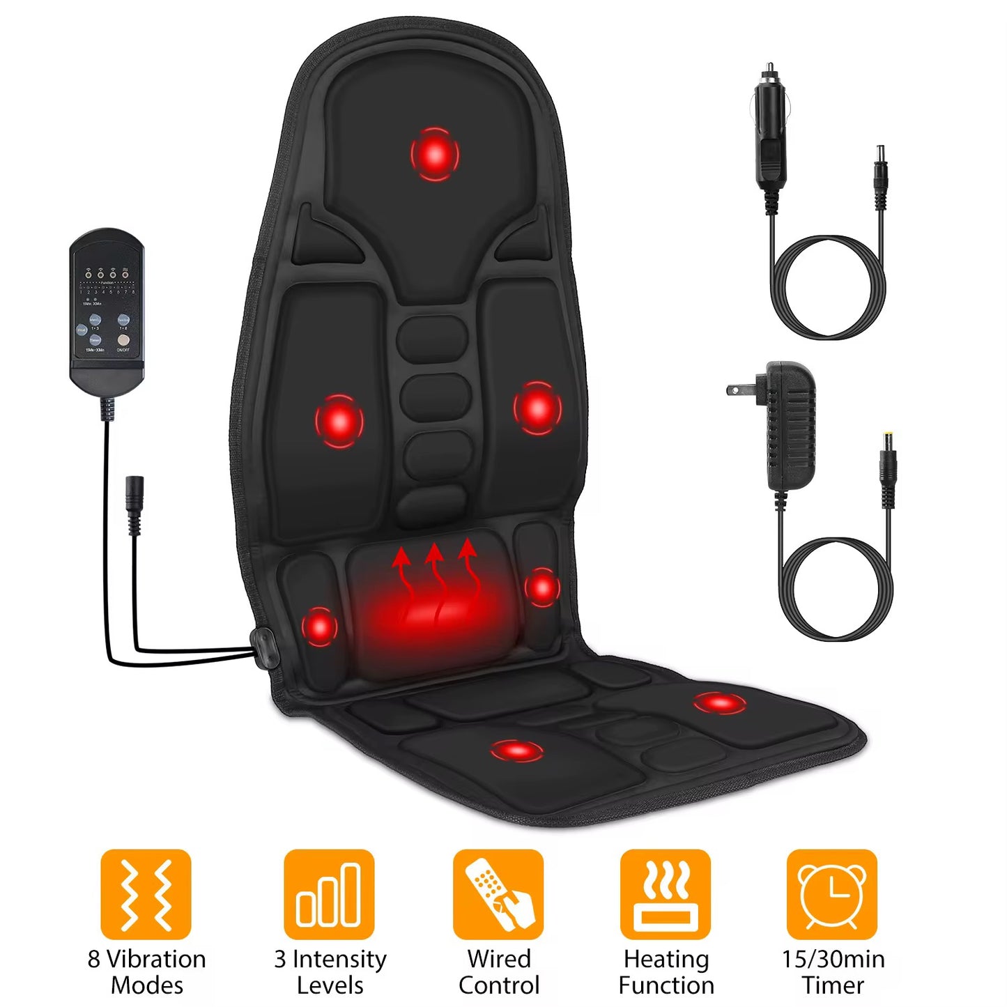 Massage Seat Cushion with Heat & Remote Control