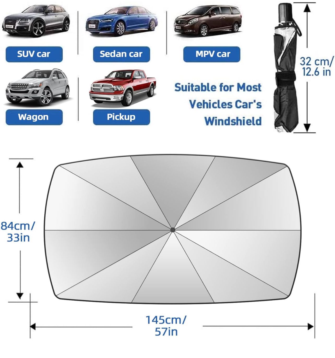 Samir Car Windshield Sun Shade - Folding Car Umbrella